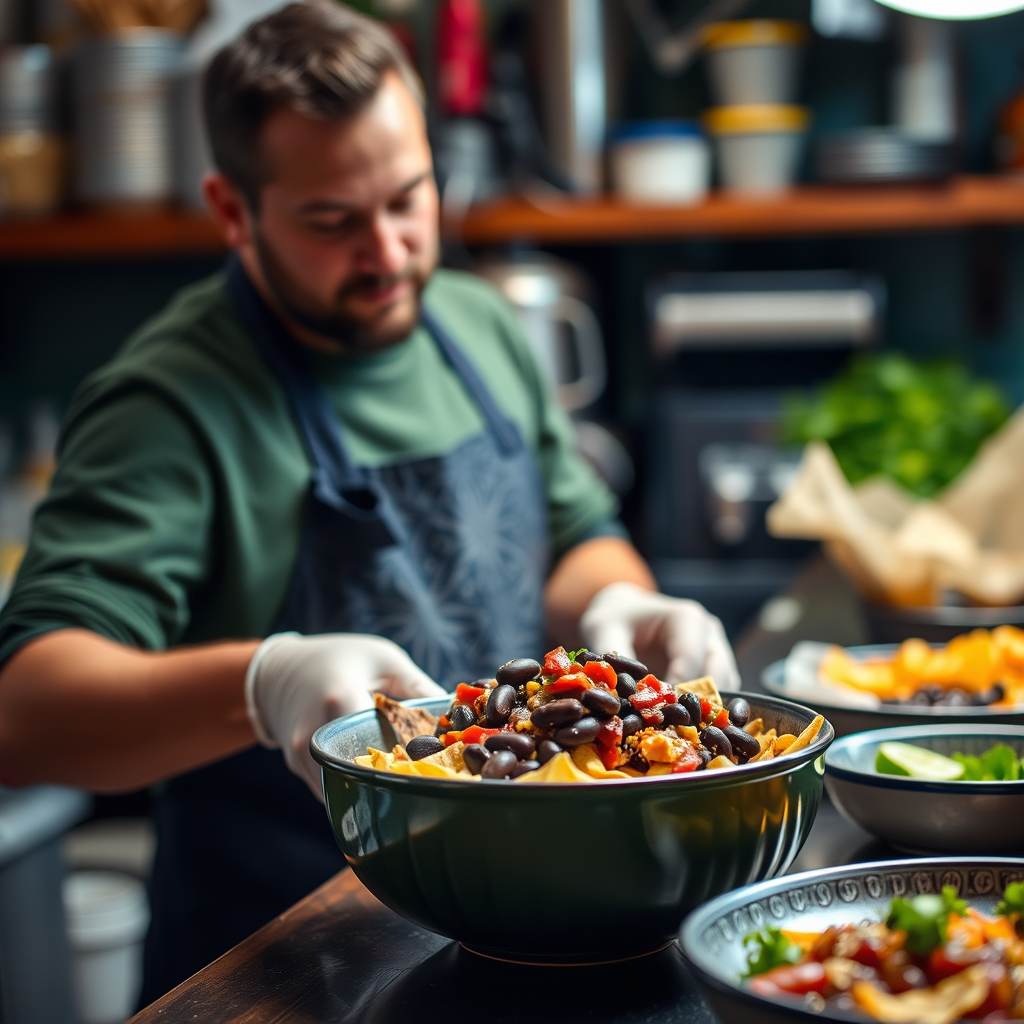 Instructions - recipe for nachos with black beans