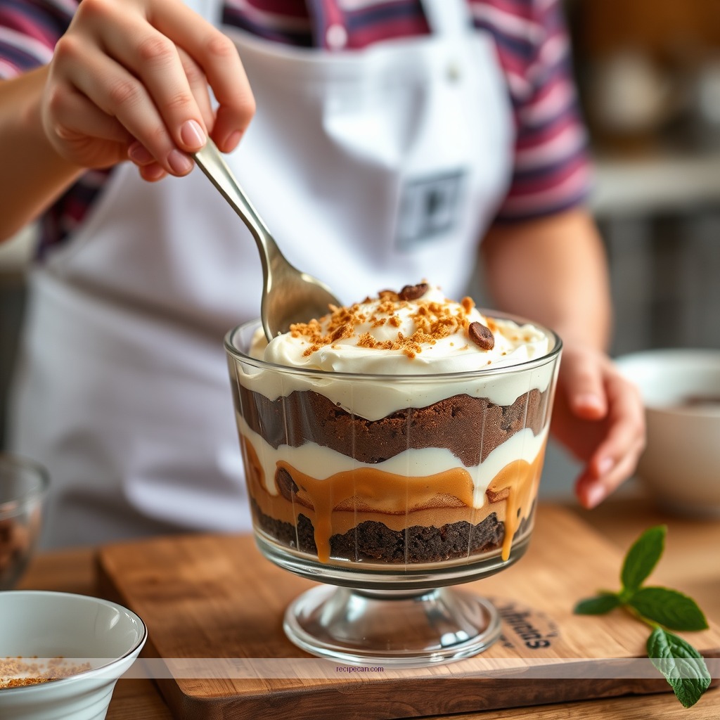 Instructions - caramel cheesecake brownie trifle recipe