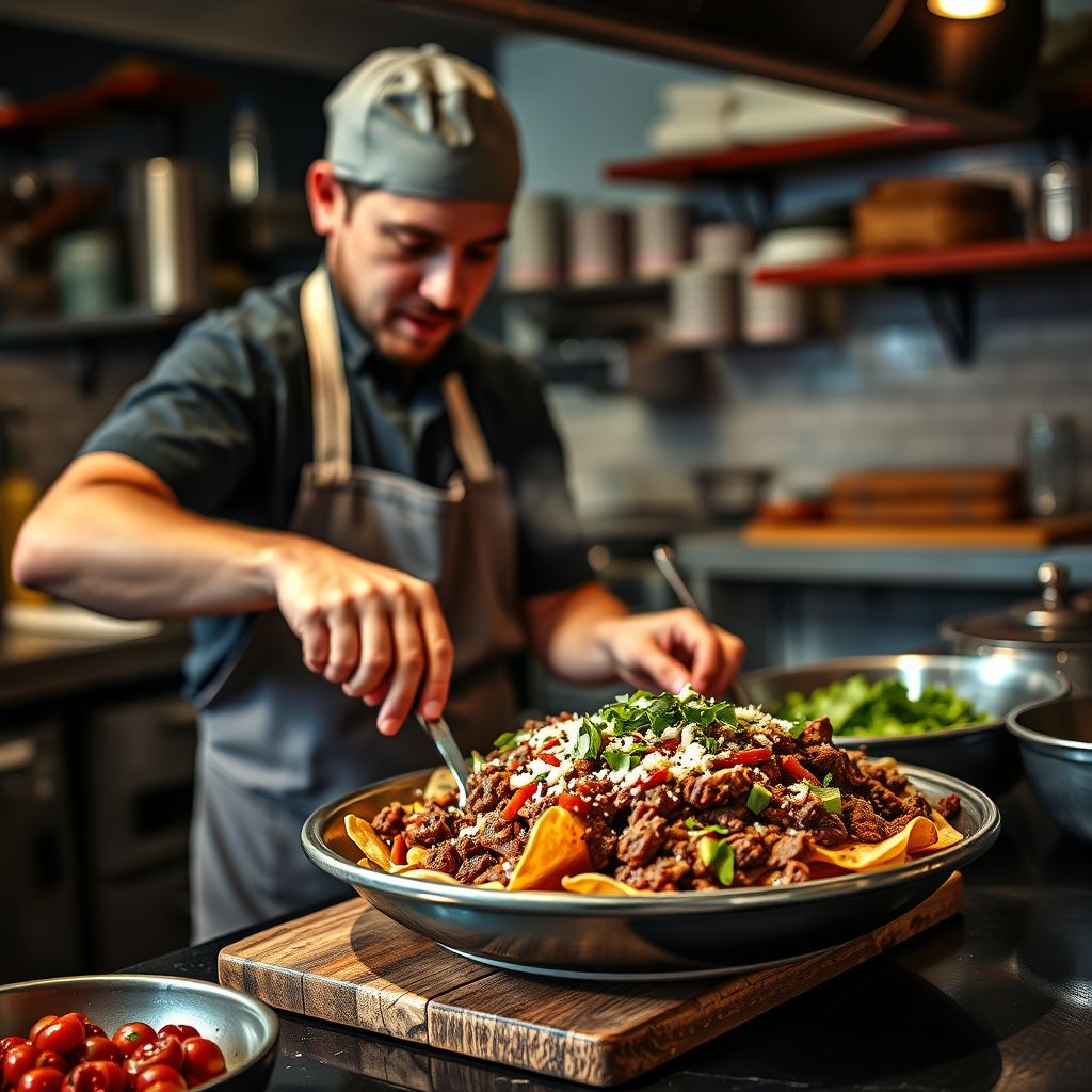 Instructions - recipe for nachos with ground beef