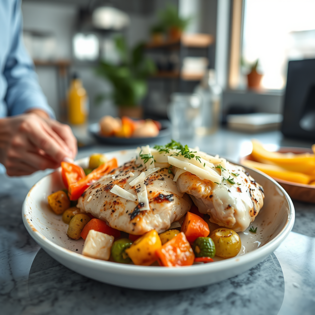 One-Pan Chicken and Vegetables - chicken breast recipes with mayonnaise and parmesan cheese