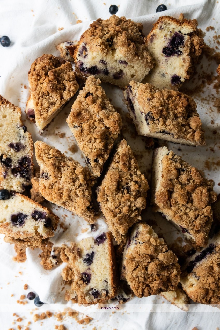 Sour Cream Blueberry Coffee Cake Slice Baking Ingredients - sour cream blueberry coffee cake recipe