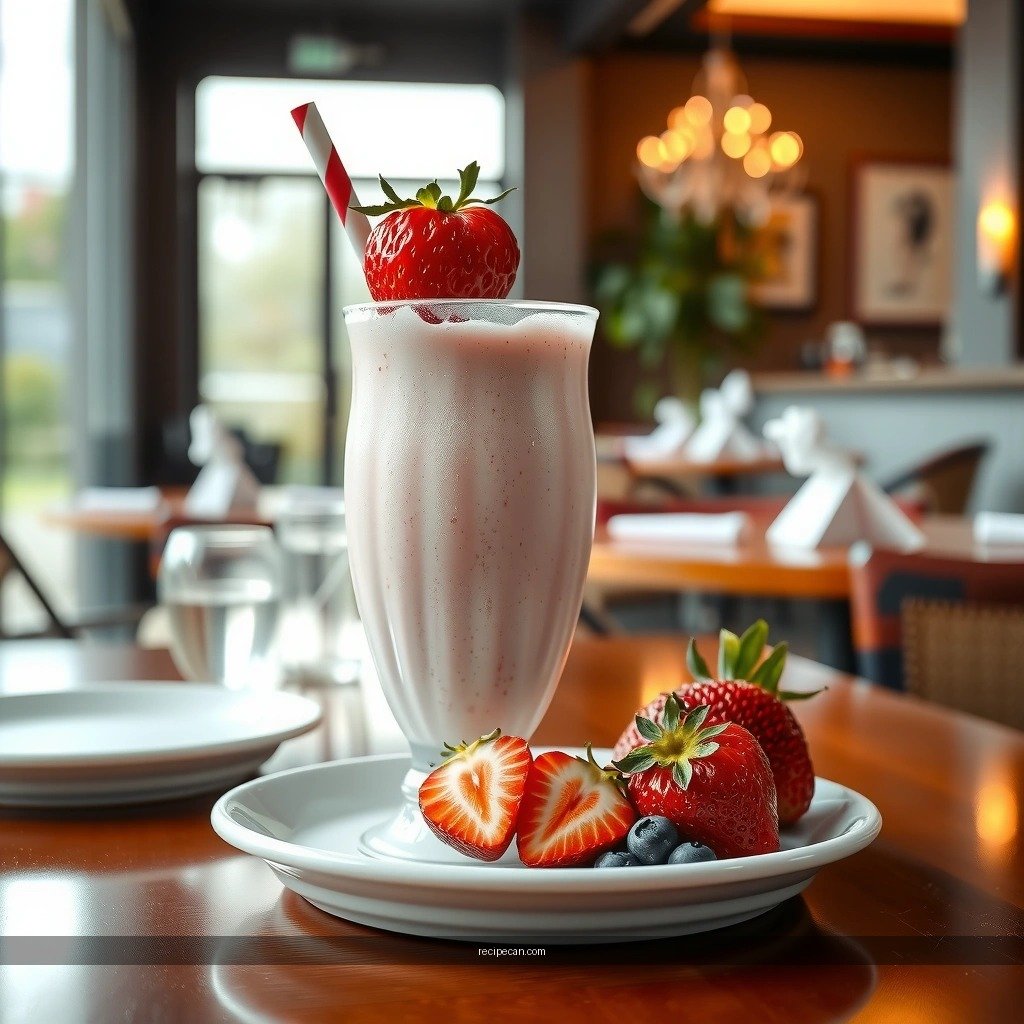 Café - fresh strawberry milkshake recipe