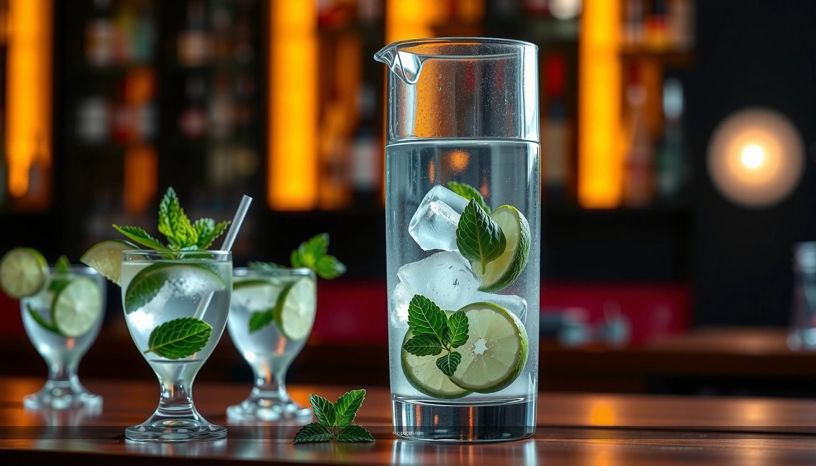 Mojito Recipe With Simple Syrup in a Pitcher