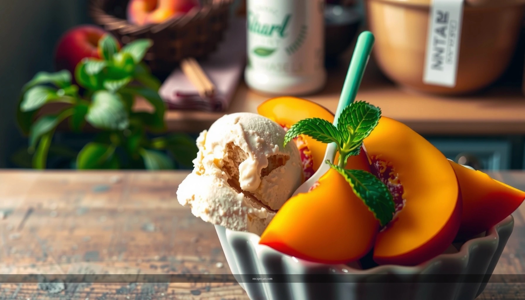No Egg Peach Ice Cream Recipe (Creamy, Egg-Free)