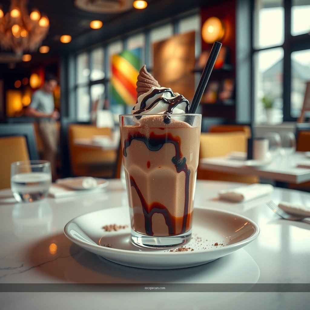 Ingredients and Tools - recipe for chocolate milkshake with chocolate ice cream