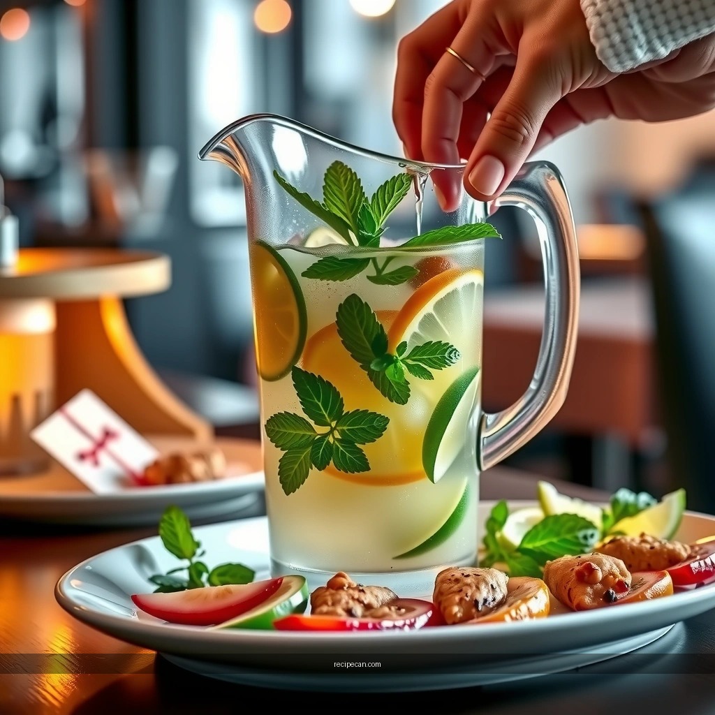 Mixing the Pitcher - mojito recipe pitcher