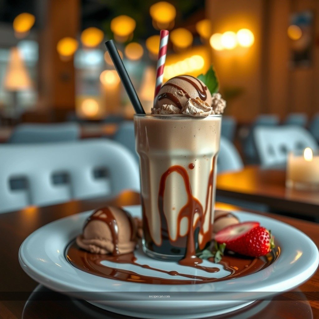 Recipe Steps - recipe for chocolate milkshake with chocolate ice cream