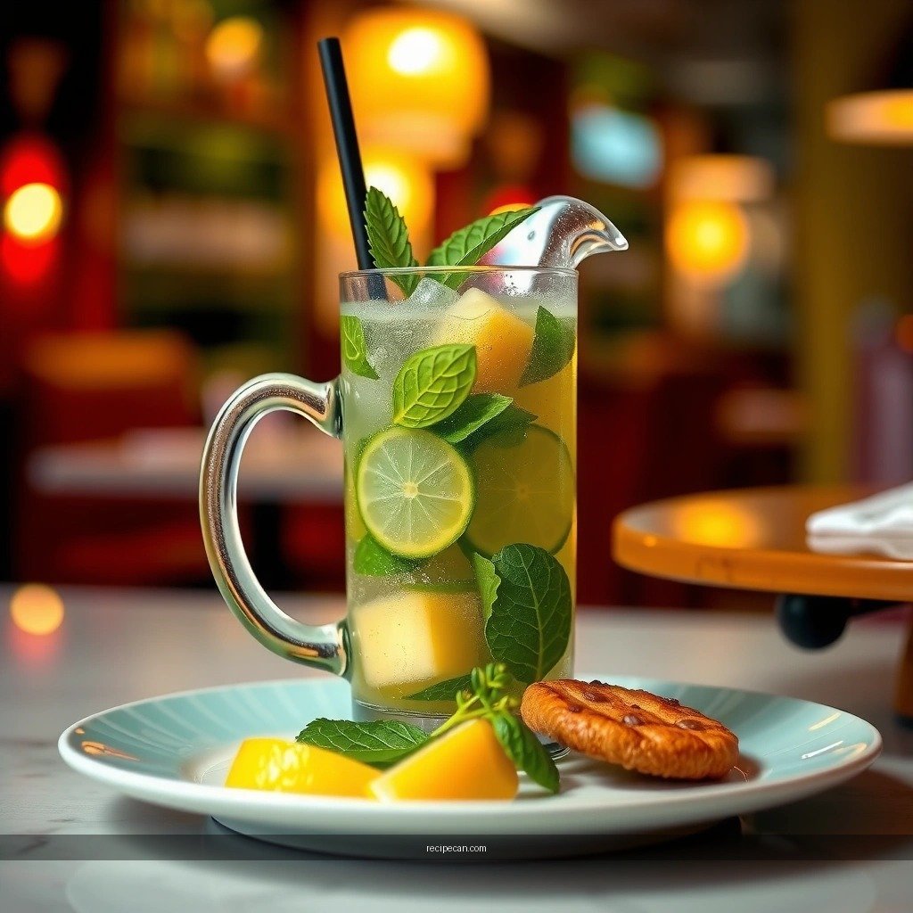 Simple Syrup - pitcher of mojito recipe with simple syrup