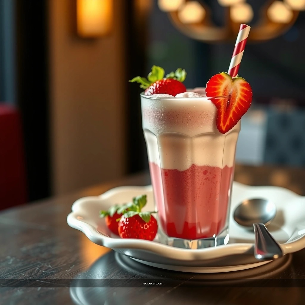 Strawberry Milkshake - easy strawberry milkshake recipe
