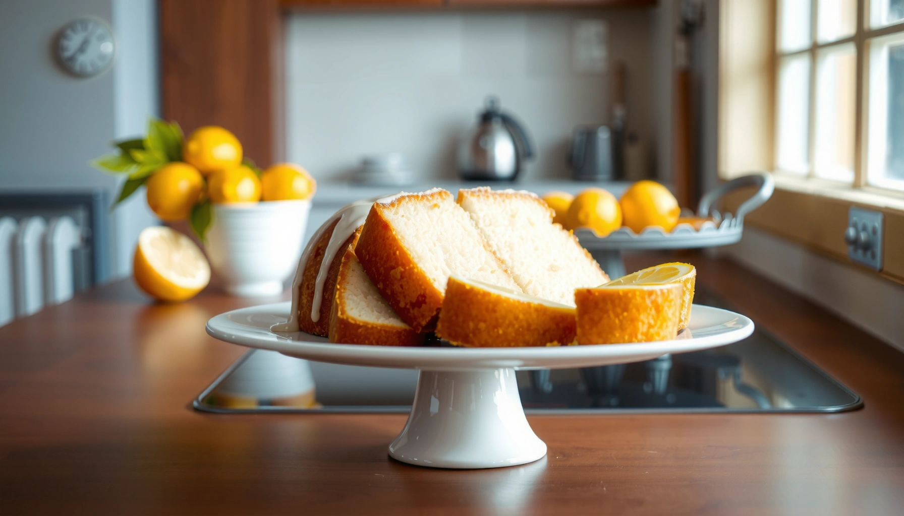 Sugar Free Lemon Cake Sliced with Iced Glaze Recipe