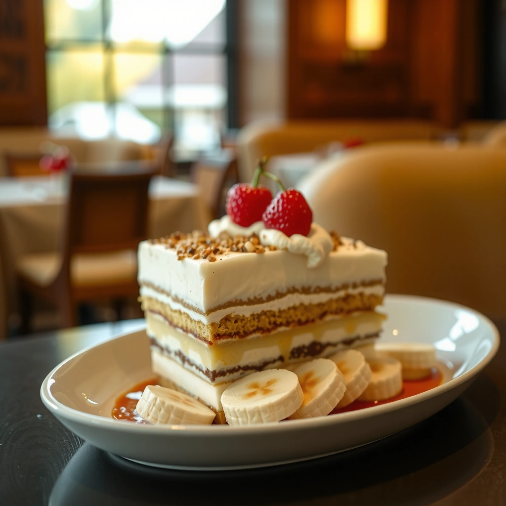 No-Bake Creamy Filling - banana split cake recipe no bake